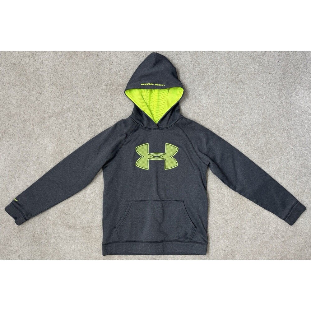 Under Armour Boys YLG Gray/Bright Yellow Logo Hoodie